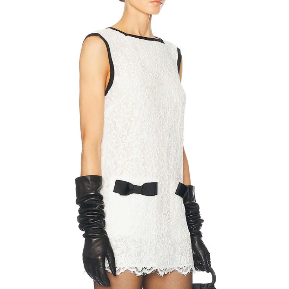 Helsa Revolve The Lace Mini Dress XSmall Cocktail Black White Spring Party Lace - Picture 4 of 12